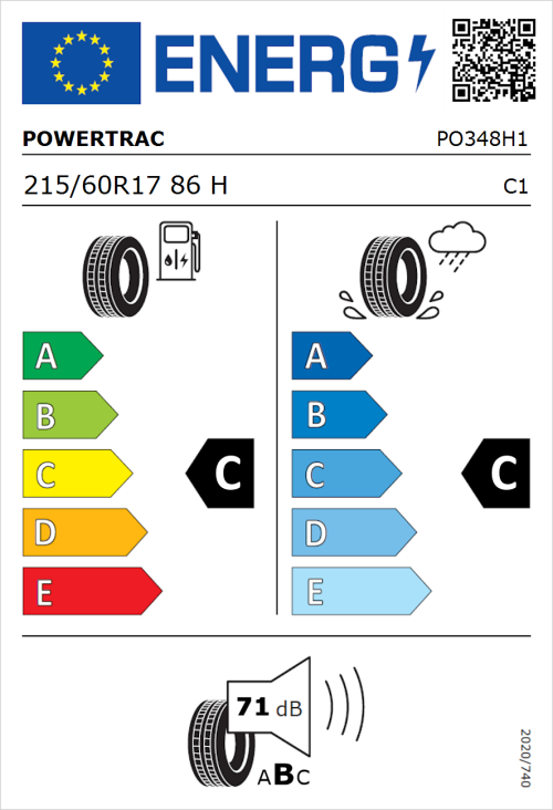 Tyre Label for Powertrac City Rover 215/60R17 86H